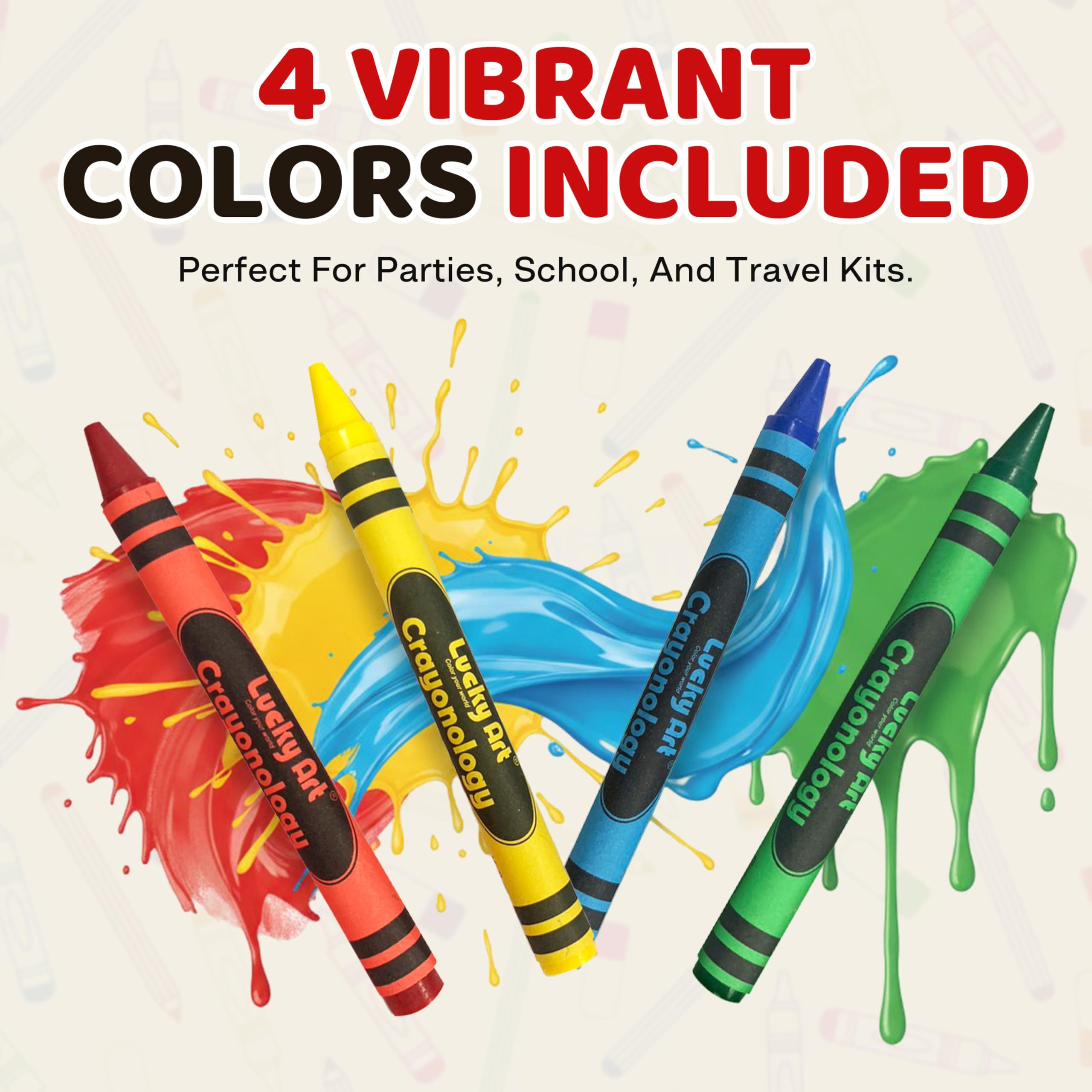Lucky Art Crayonology four color packs in use for quick classroom distribution