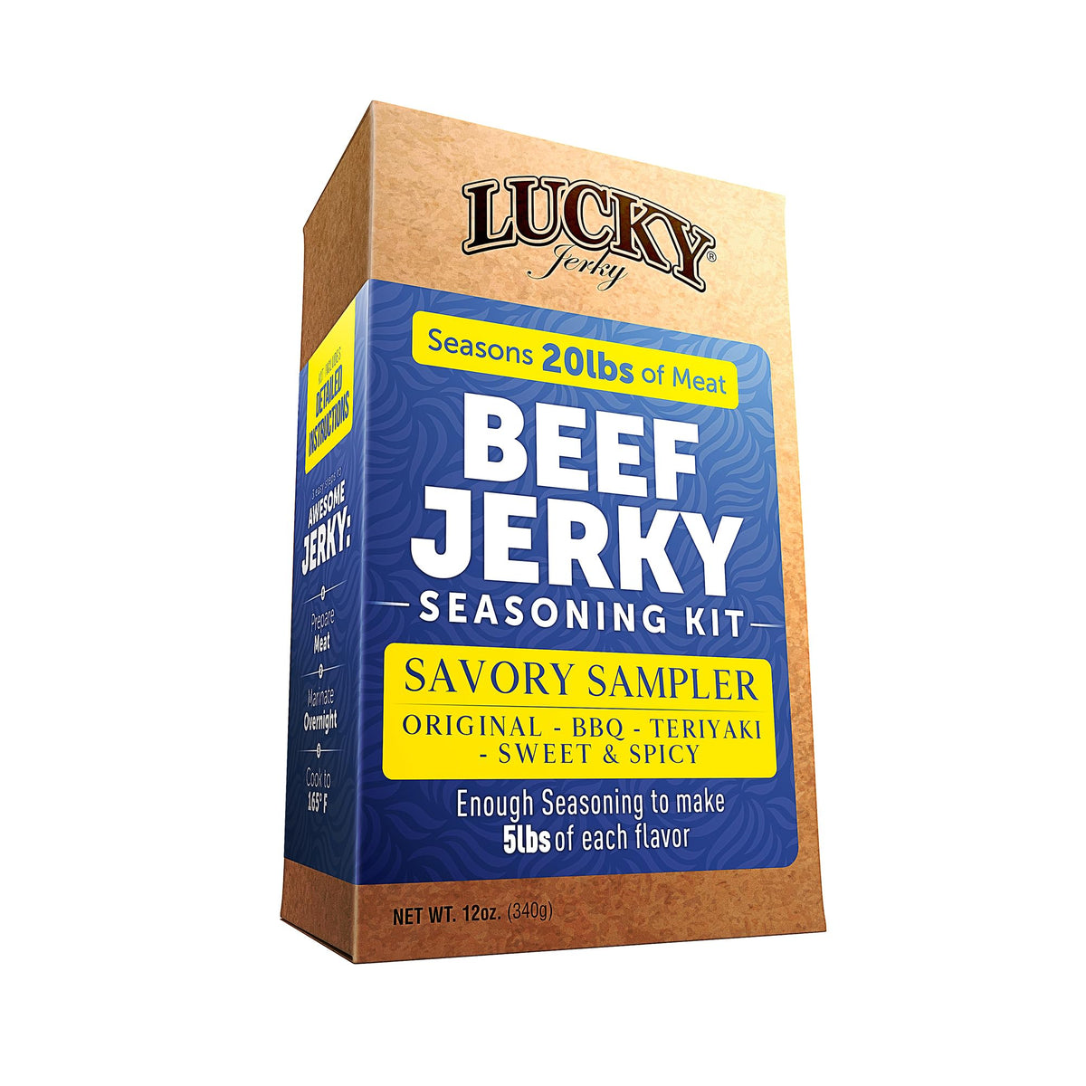 Lucky Beef Jerky Original seasoning for homemade jerky with rich, savory flavor.
