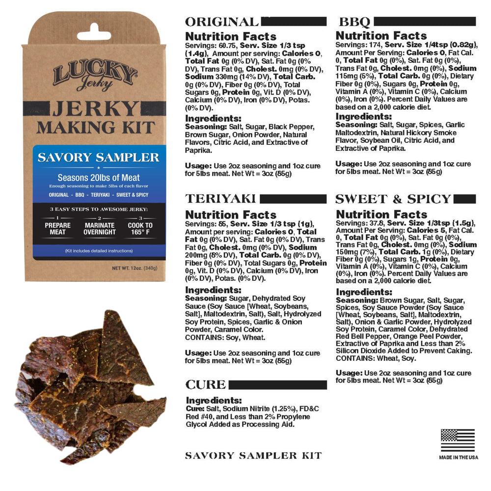 Lucky Beef Jerky Sweet-and-Spicy seasoning for bold, balanced home jerky.