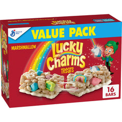 Lucky Charms breakfast bars package cover for on-the-go breakfast.