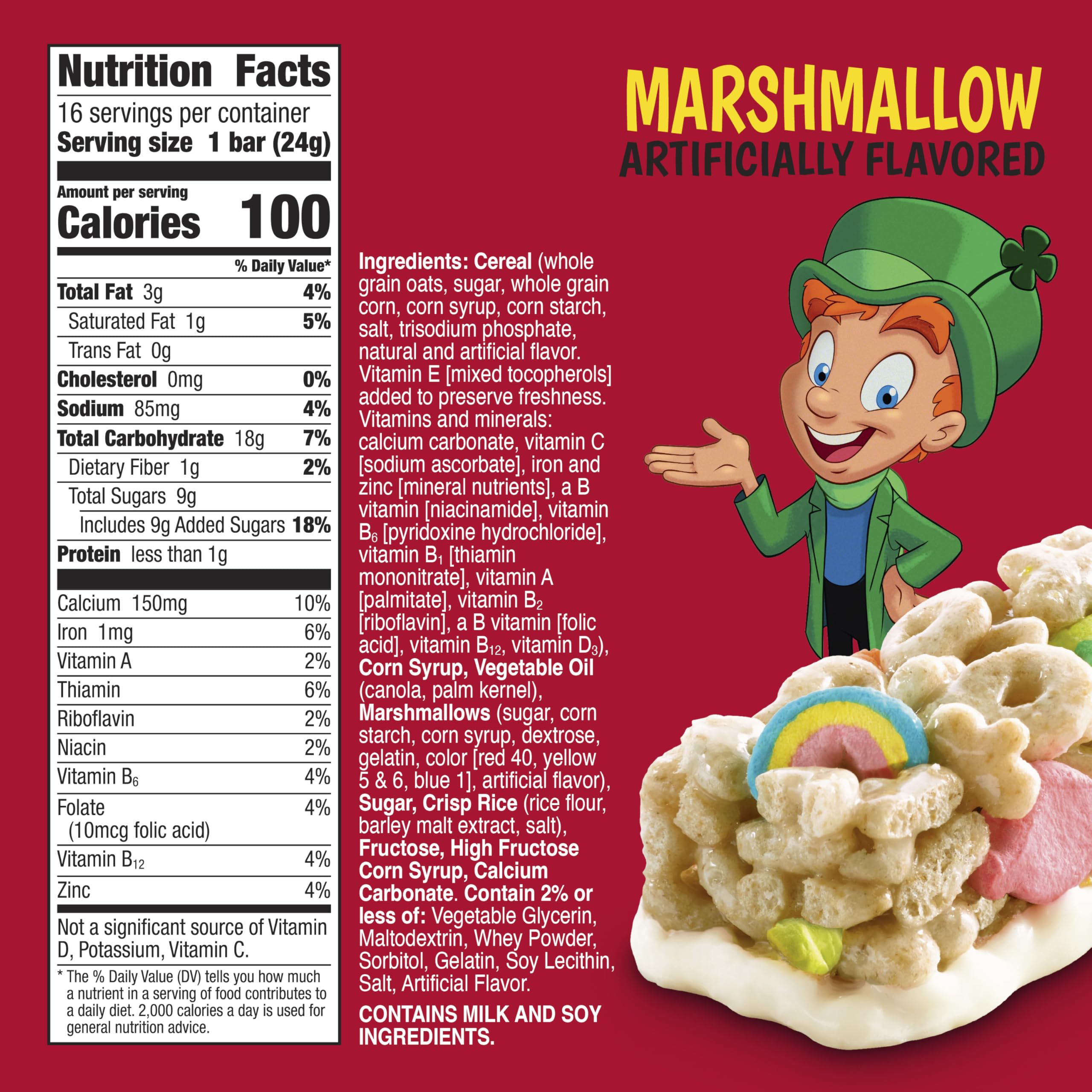 Lucky Charms cereal bars ready-to-eat snack on the go.