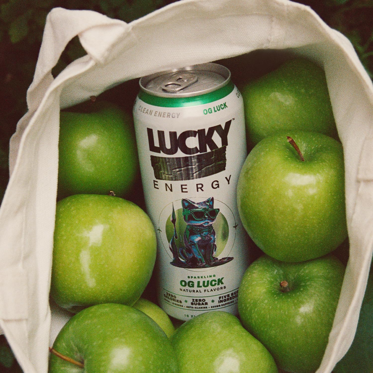 Lucky Energy OG Luck 12-pack display on store shelf.
