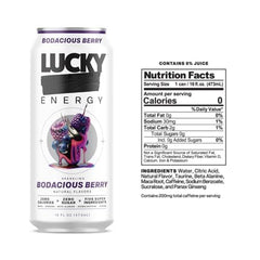 Lucky Energy mix-pack cans stacked for on-the-go energy during workouts.