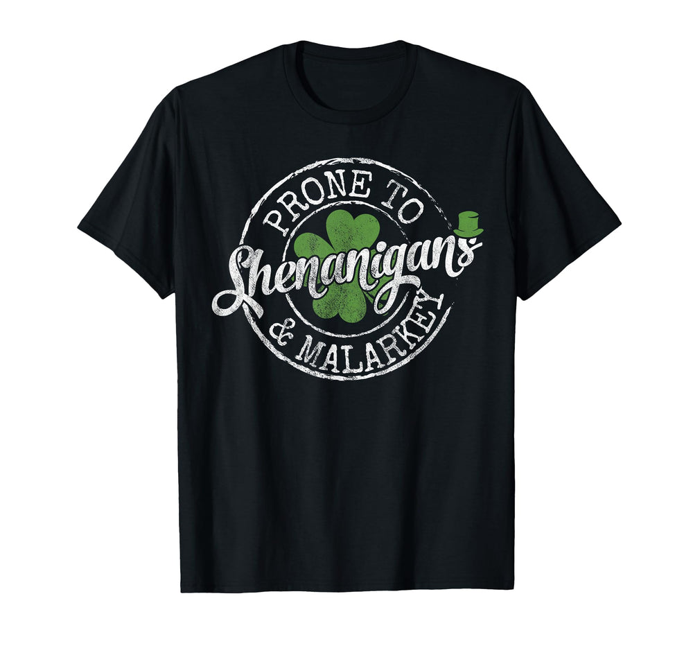 Lucky Family Saint Patrick's Day T-Shirt Small featuring Prone to Shenanigans design; ideal party outfit.