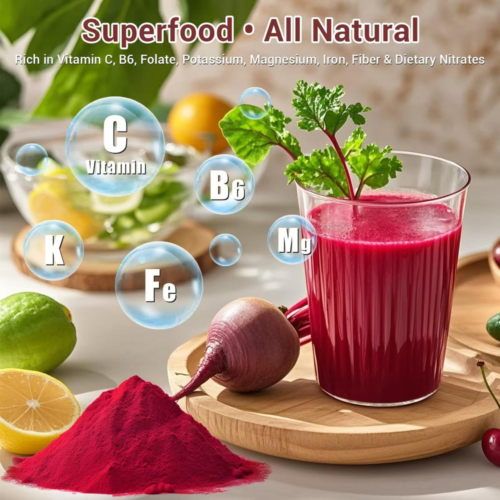 Luckycare Organic Raw Beet Root Powder packaging open for easy reseal.