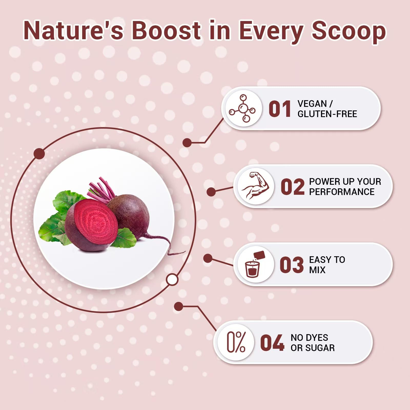 Luckycare Organic Raw Beet Root Powder in smoothie, easy daily addition.