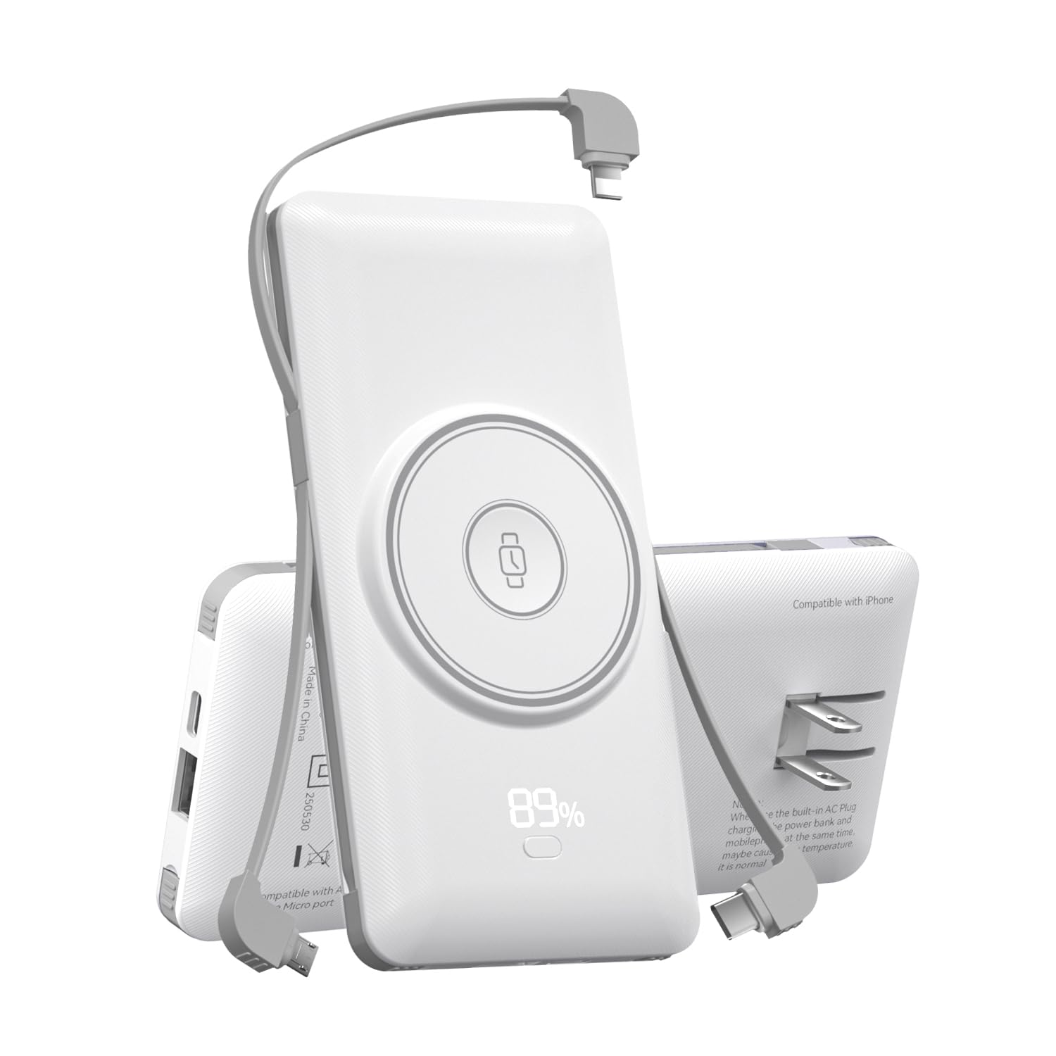 LuckyFELLOW magnetic 10000mAh front view, travel-ready power bank