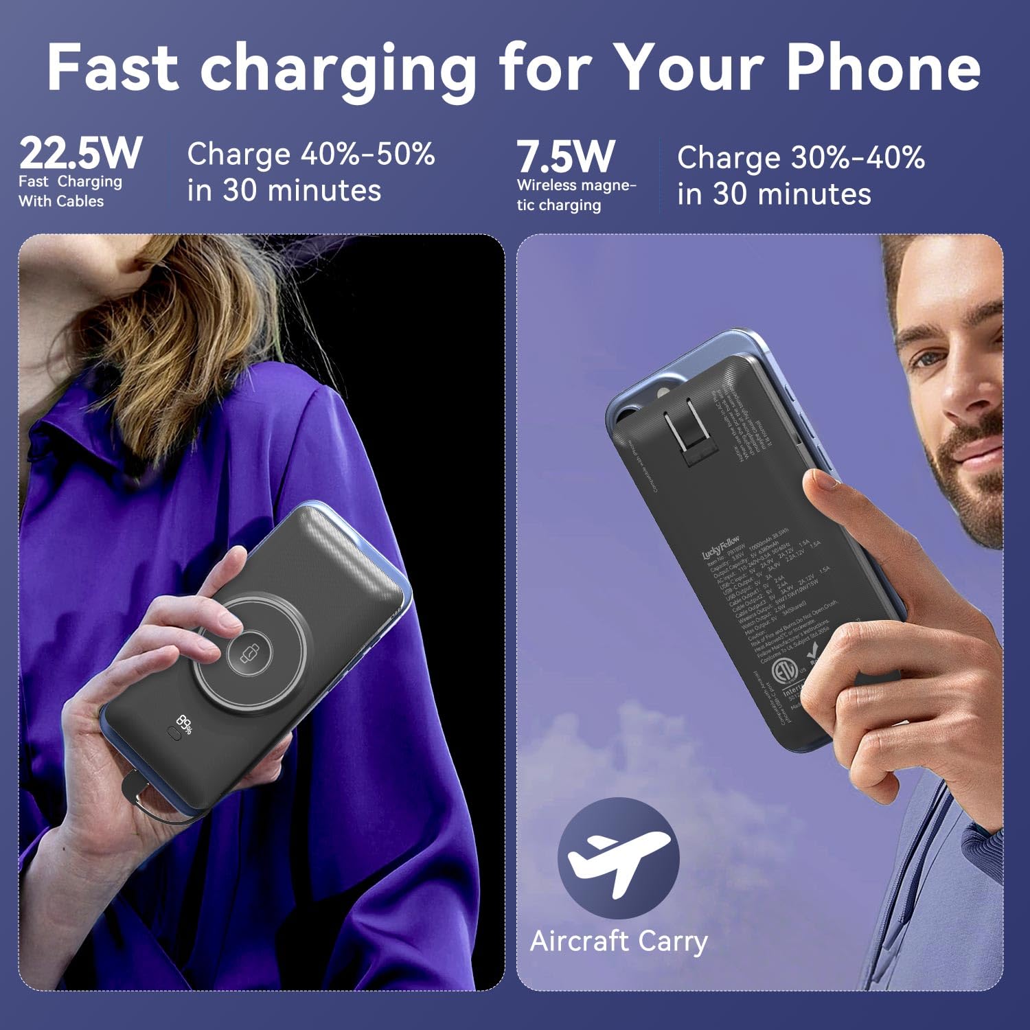 LUCKYFELLOW wireless charging surface powers a phone quickly with up to 15W.
