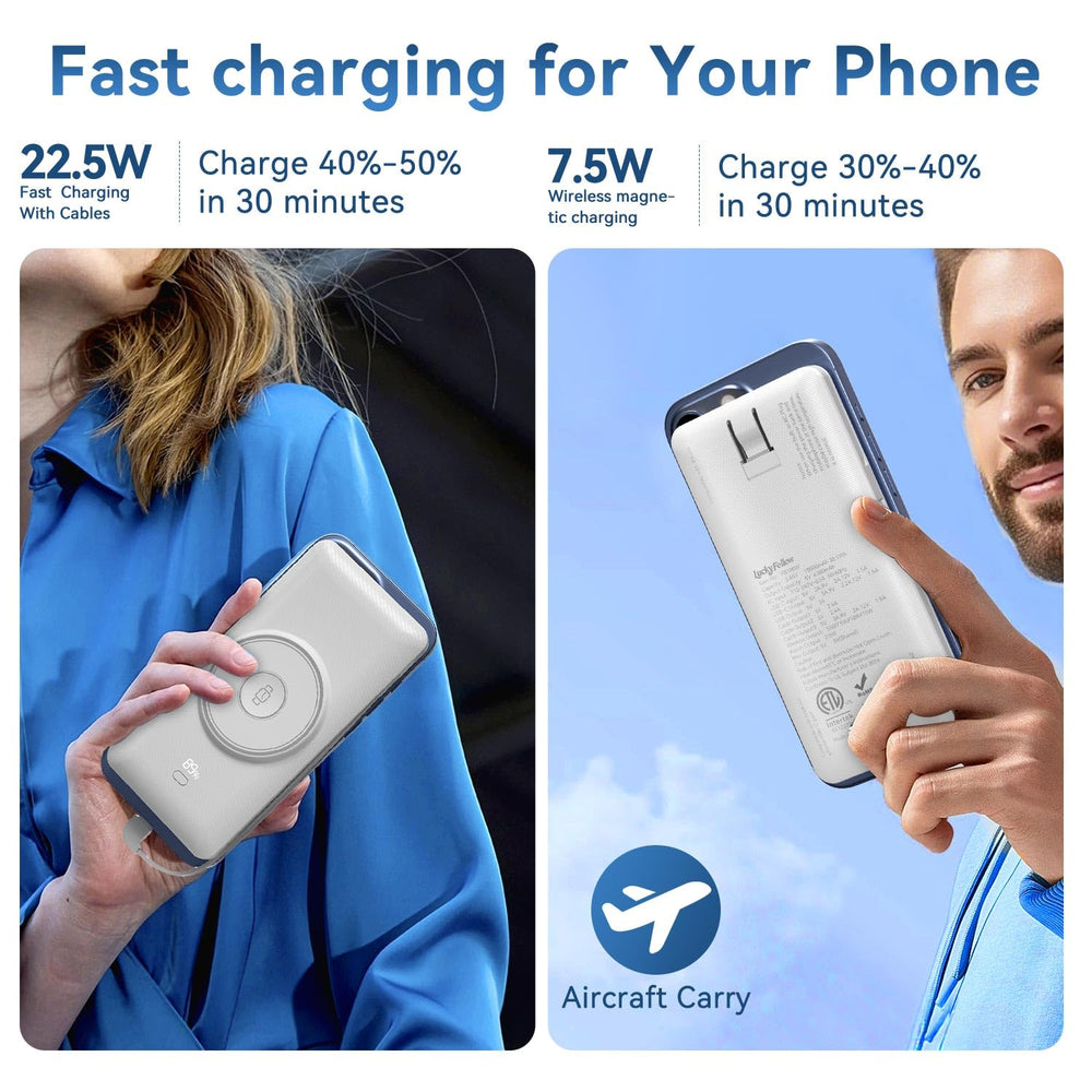 LuckyFELLOW travel-ready in bag for on-the-go charging