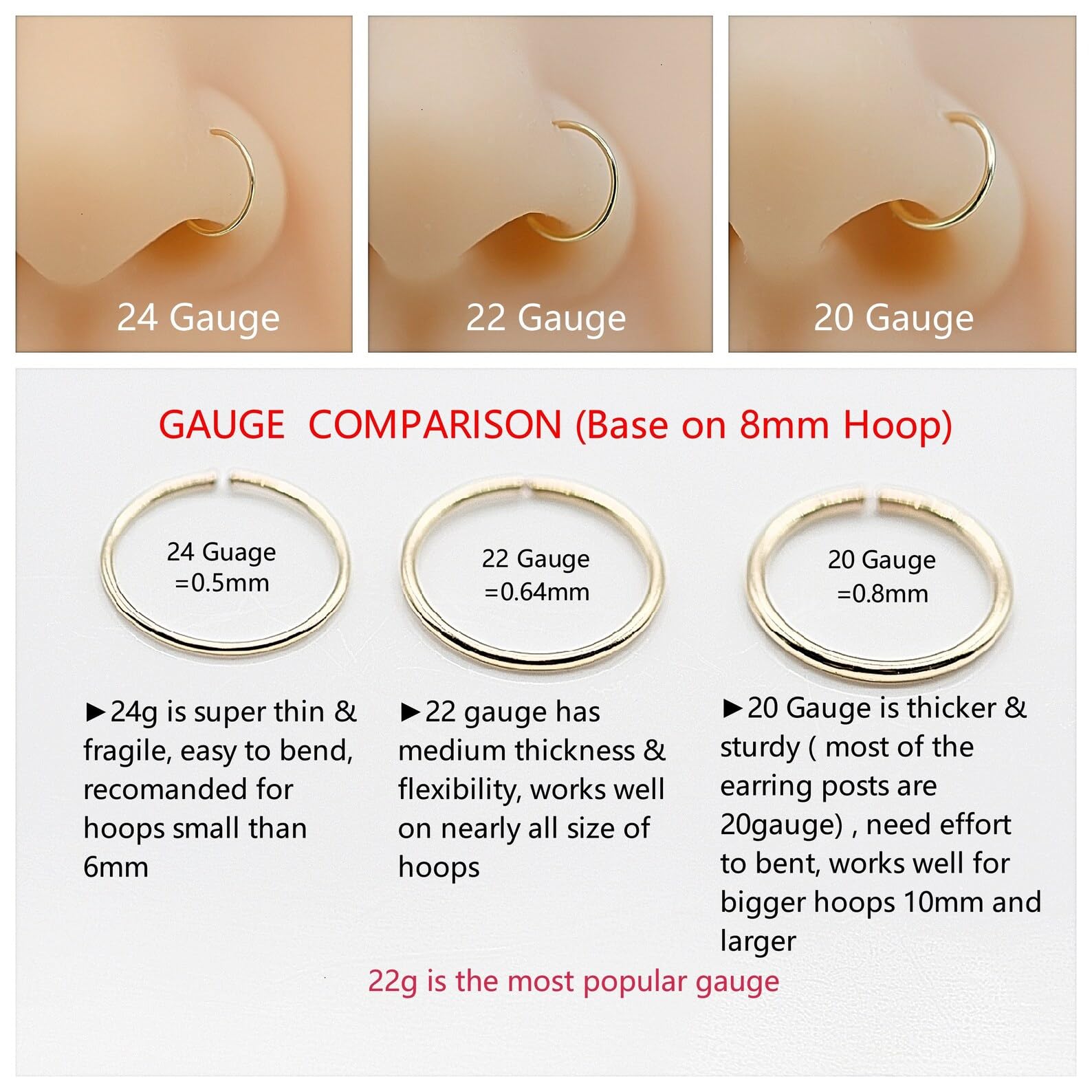LuckyJewus gift-ready gold nose ring 7mm suitable for special occasions.