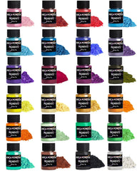 Luckymica Mica Powder 24-color set for vibrant epoxy resin projects.