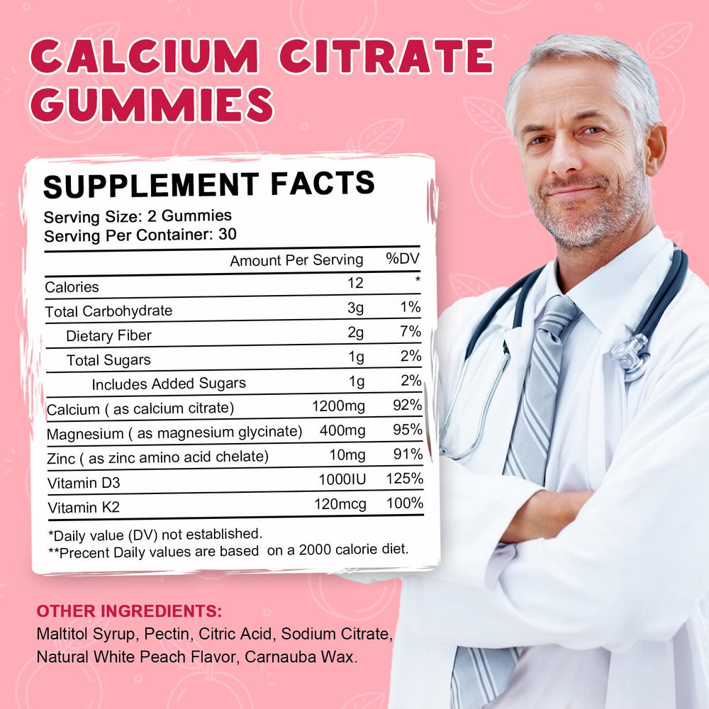 Carefully designed bottle suited for adults seeking convenient calcium support.