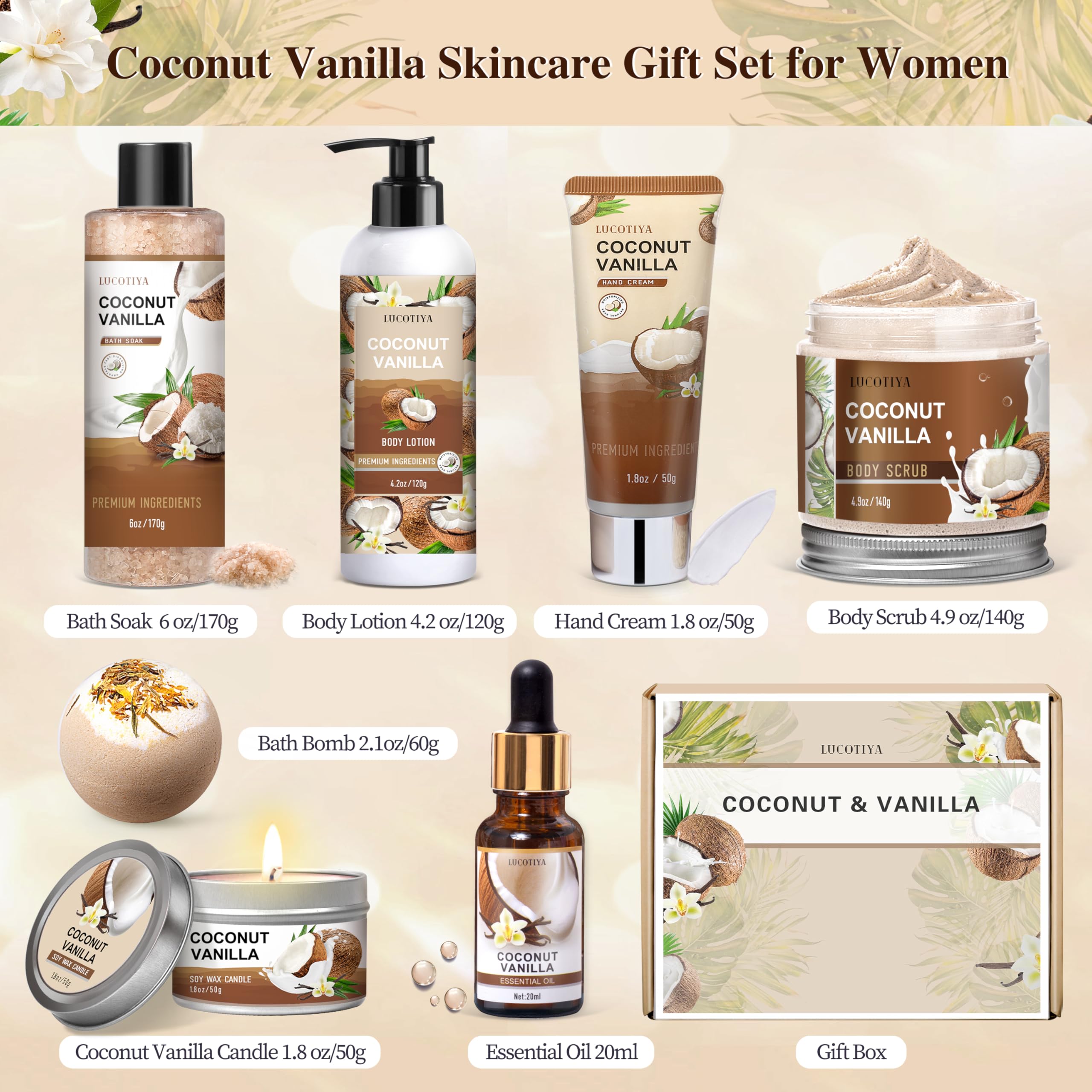 LUCOTIYA Coconut Vanilla Hand Cream for daily moisture and soft hands