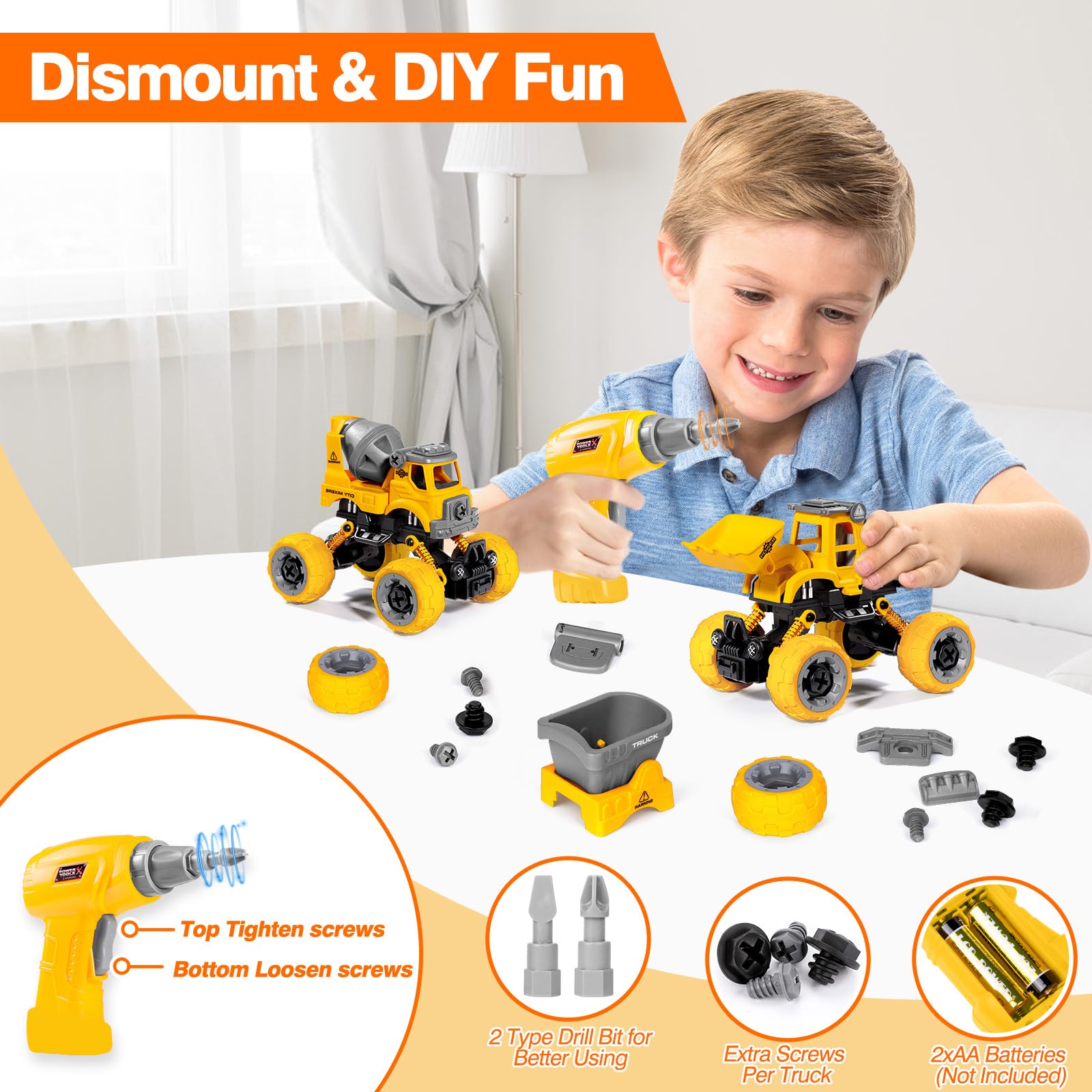LUDILO take apart bulldozer toy with smooth edges for safe play.