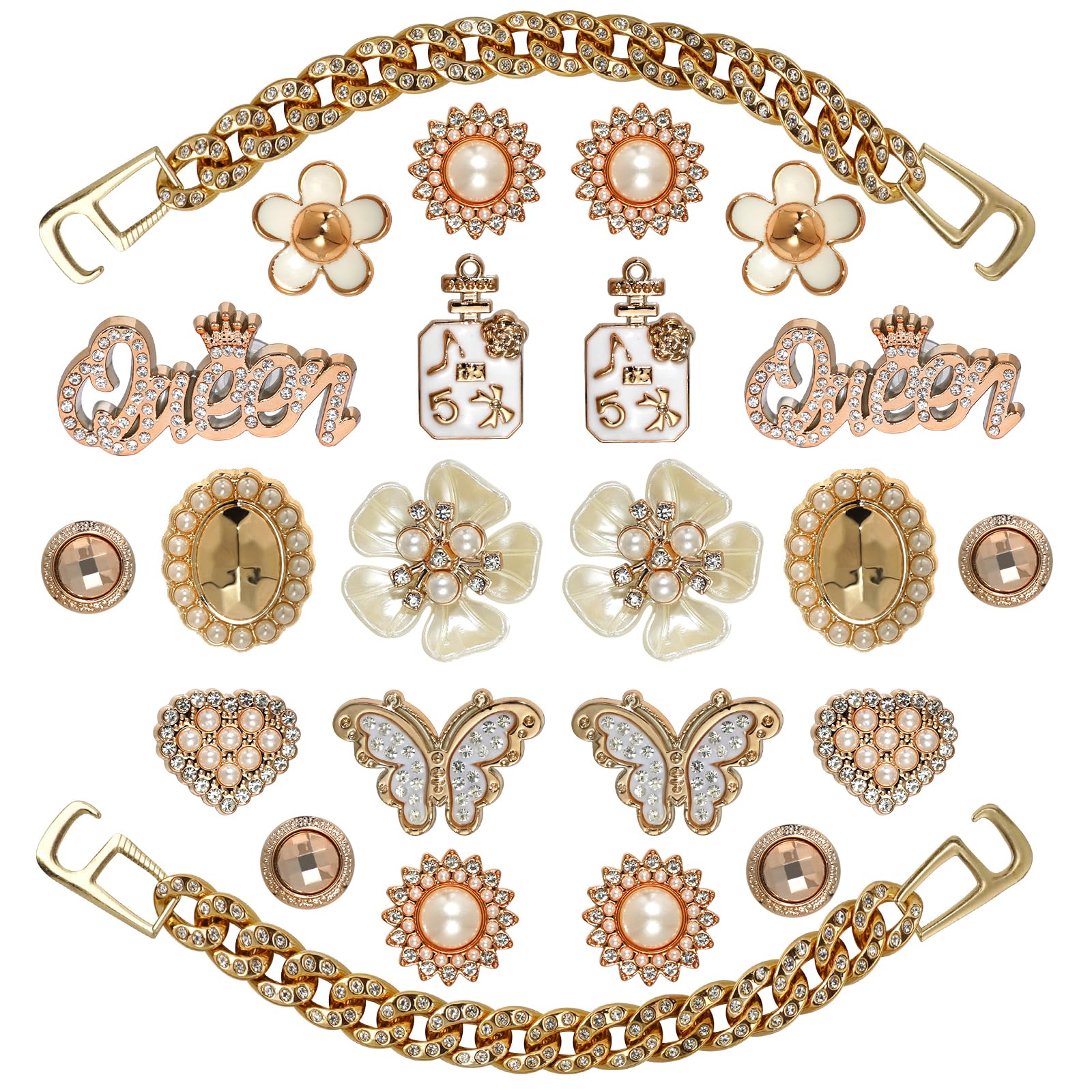 Lugailly butterfly glitter rhinestone shoe charms add sparkle to sandals.