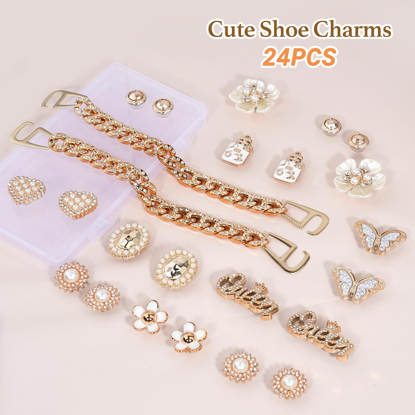 Lugailly pearl flower shoe charms create a delicate, eye-catching look.