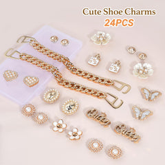 Lugailly pearl flower shoe charms create a delicate, eye-catching look.