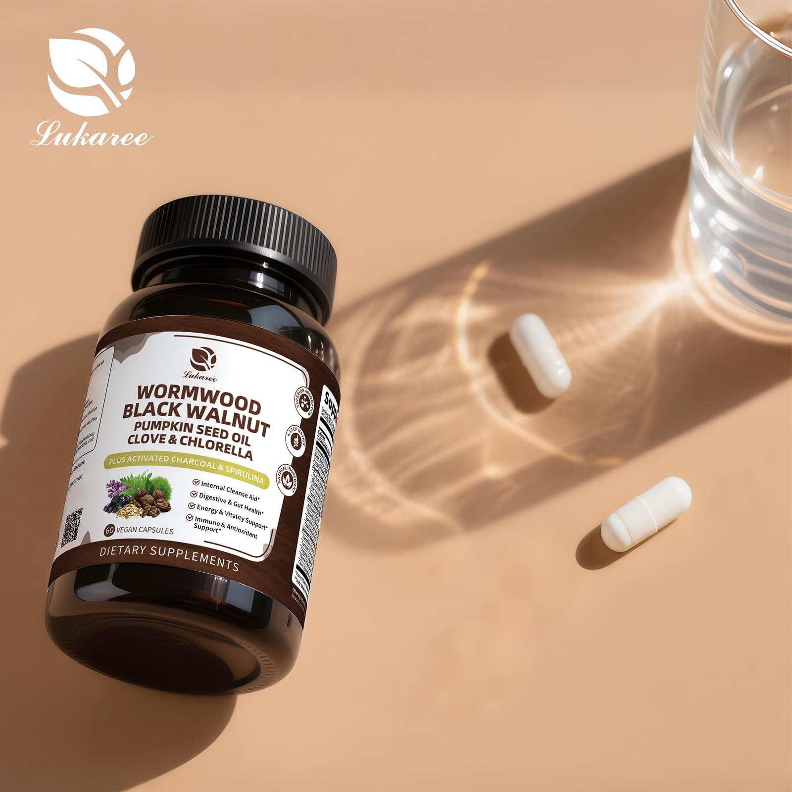 Lukaree Probiotic capsule shell protecting beneficial cultures in the gut