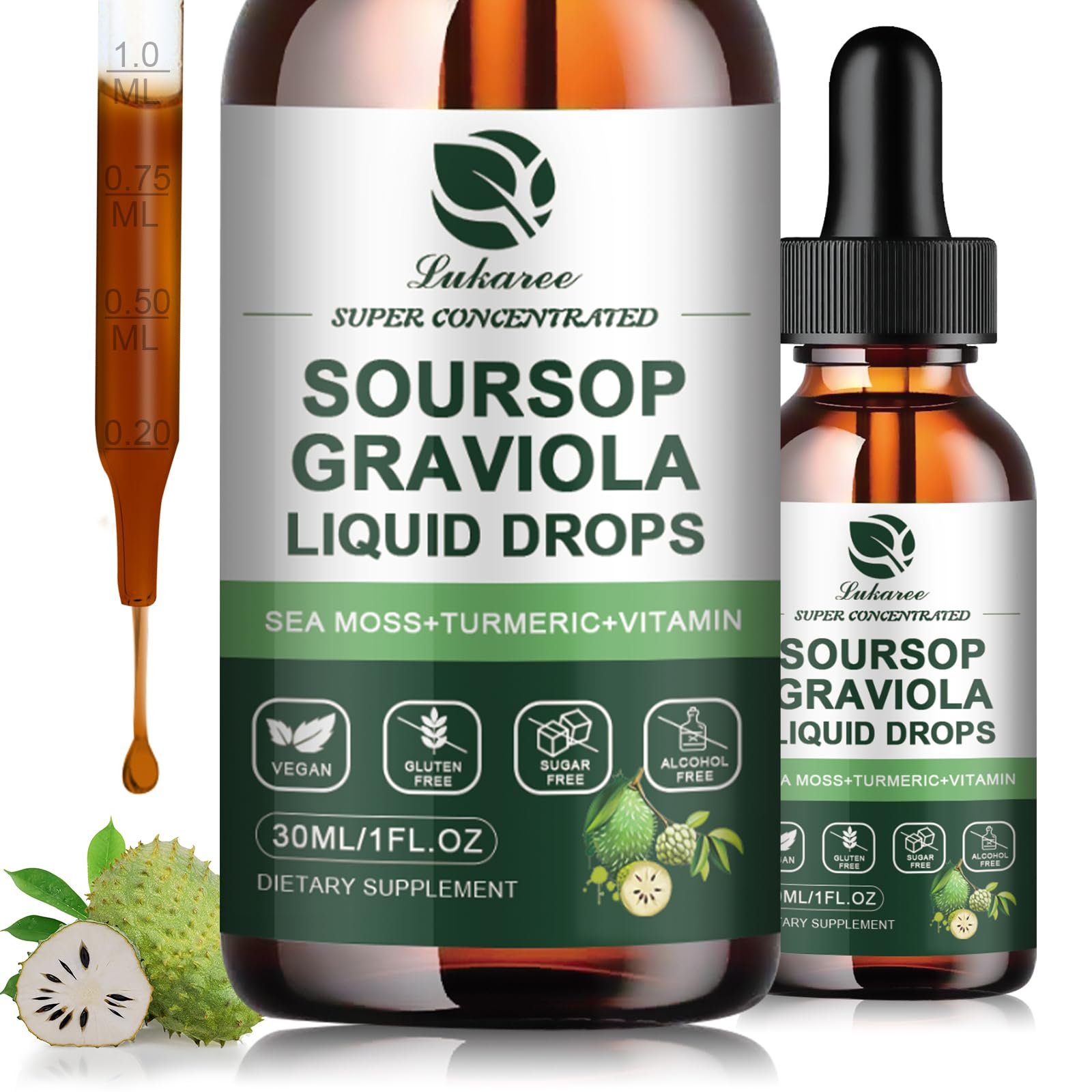 Lukaree Soursop bottle pours for easy daily use and wellness.