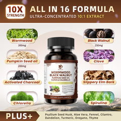 Lukaree Wormwood Black Walnut Cleanse capsules, vegan convenience