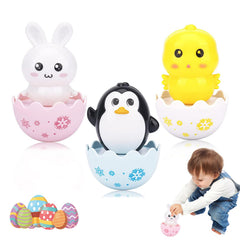 Lukax bunny Easter egg toy with wobble and bell for calm playtime.
