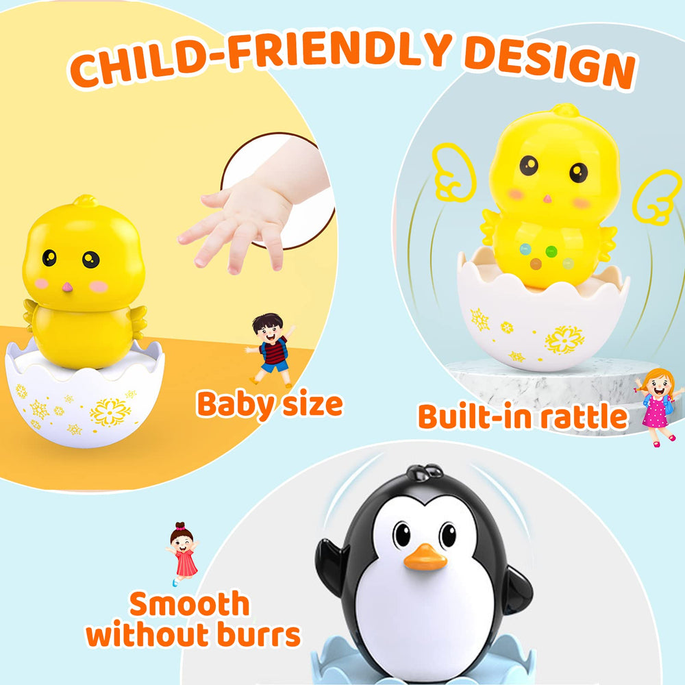 Lukax egg toy with built-in bell delivers a gentle chime during play.