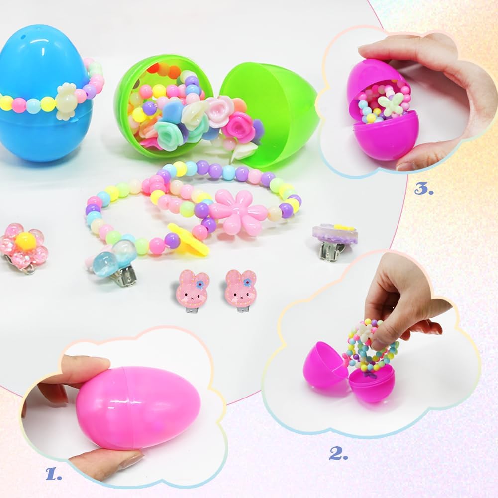 LUKBERA Easter eggs jewelry earrings in multiple colors that double as hair clips.