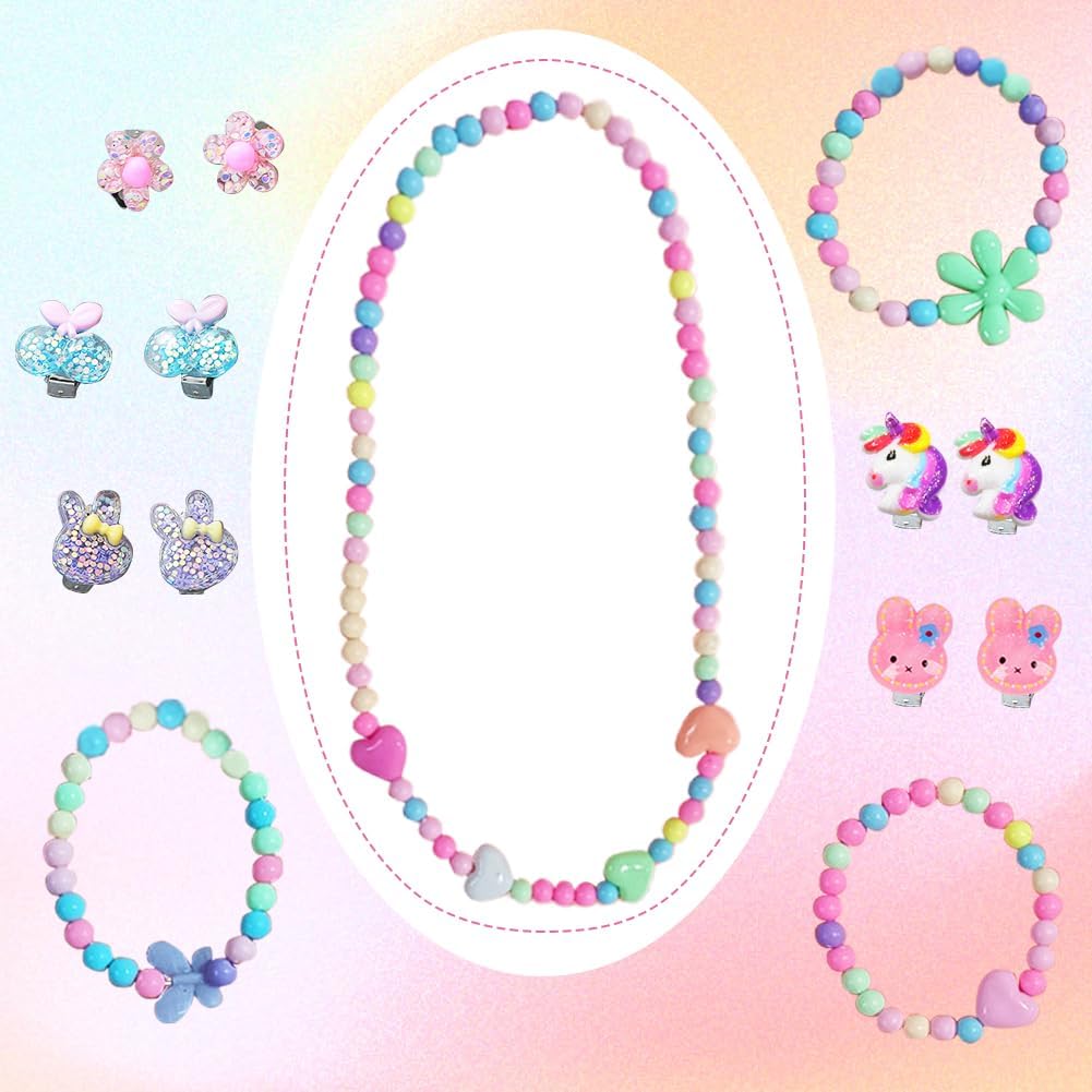 LUKBERA Easter eggs jewelry necklaces sparkling with colorful beads for creative outfits.