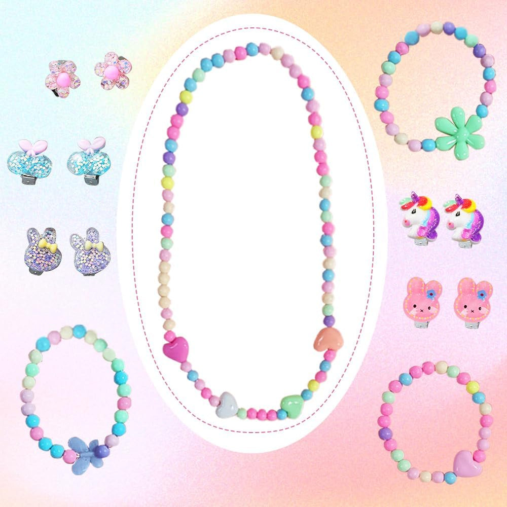 LUKBERA Easter eggs jewelry necklaces sparkling with colorful beads for creative outfits.