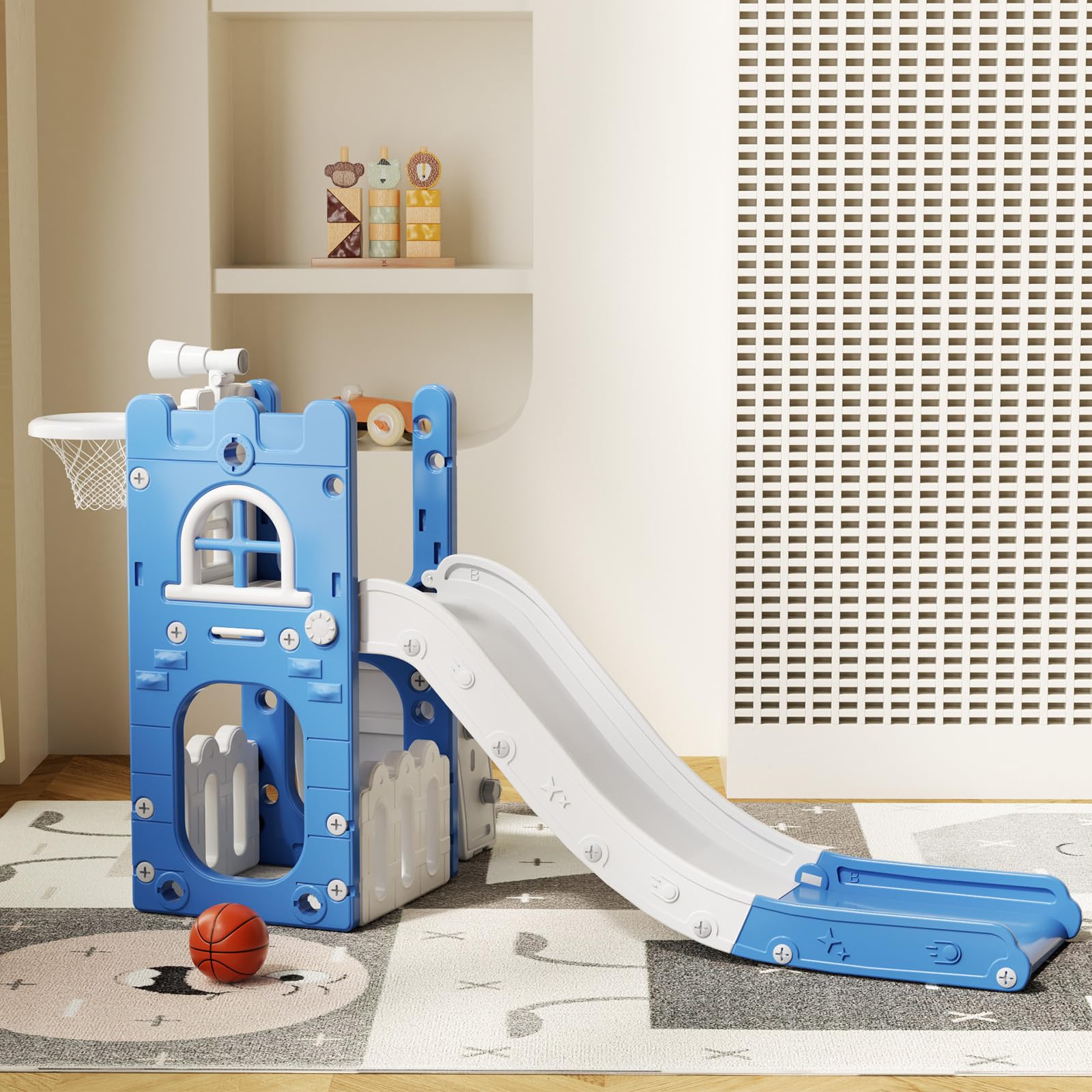 LulliSpace 6-in-1 slide guardrail supports secure climbs for children