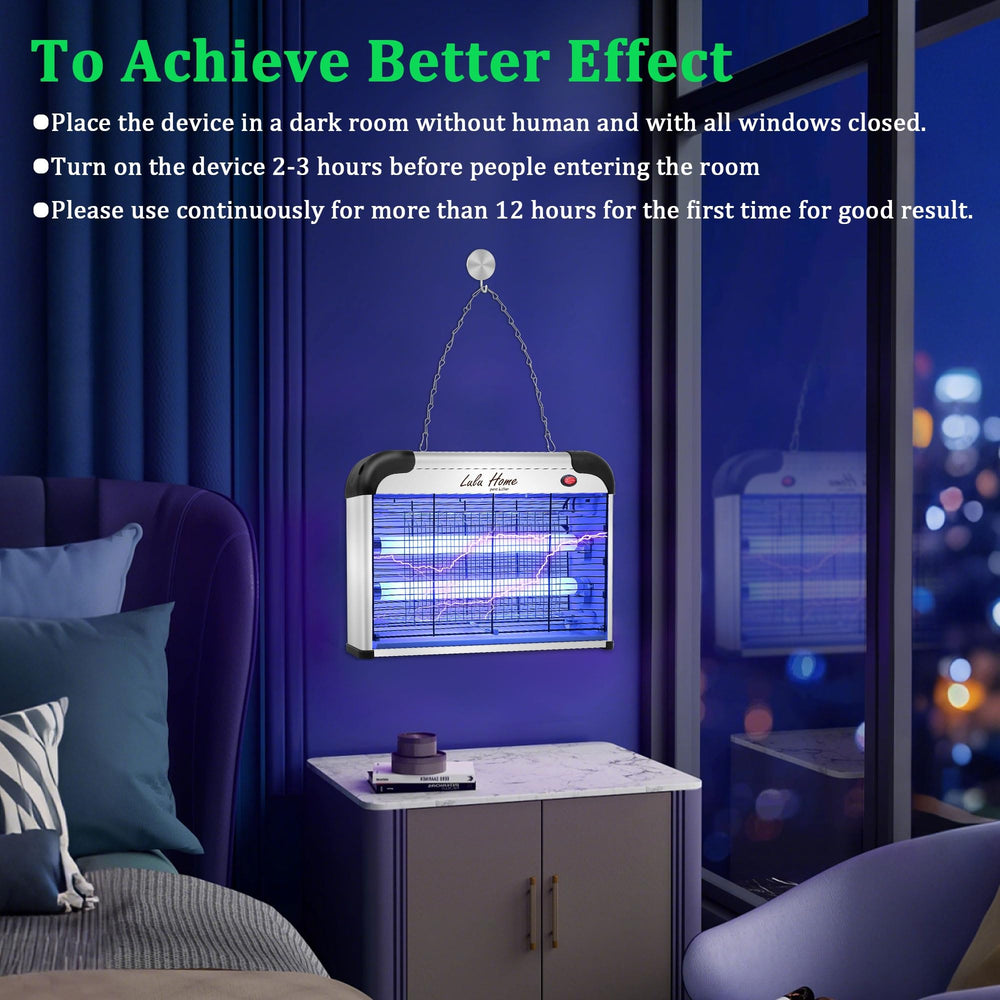 Lulu Home Bug Zapper dimensions visual, compact 15 by 11 by 4 inches.