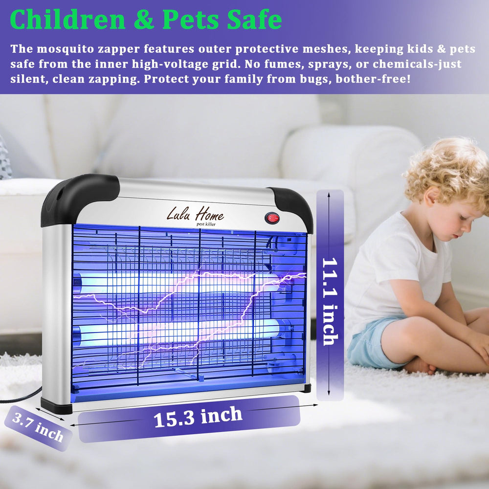 Lulu Home Bug Zapper side view showing slim indoor profile for compact spaces.
