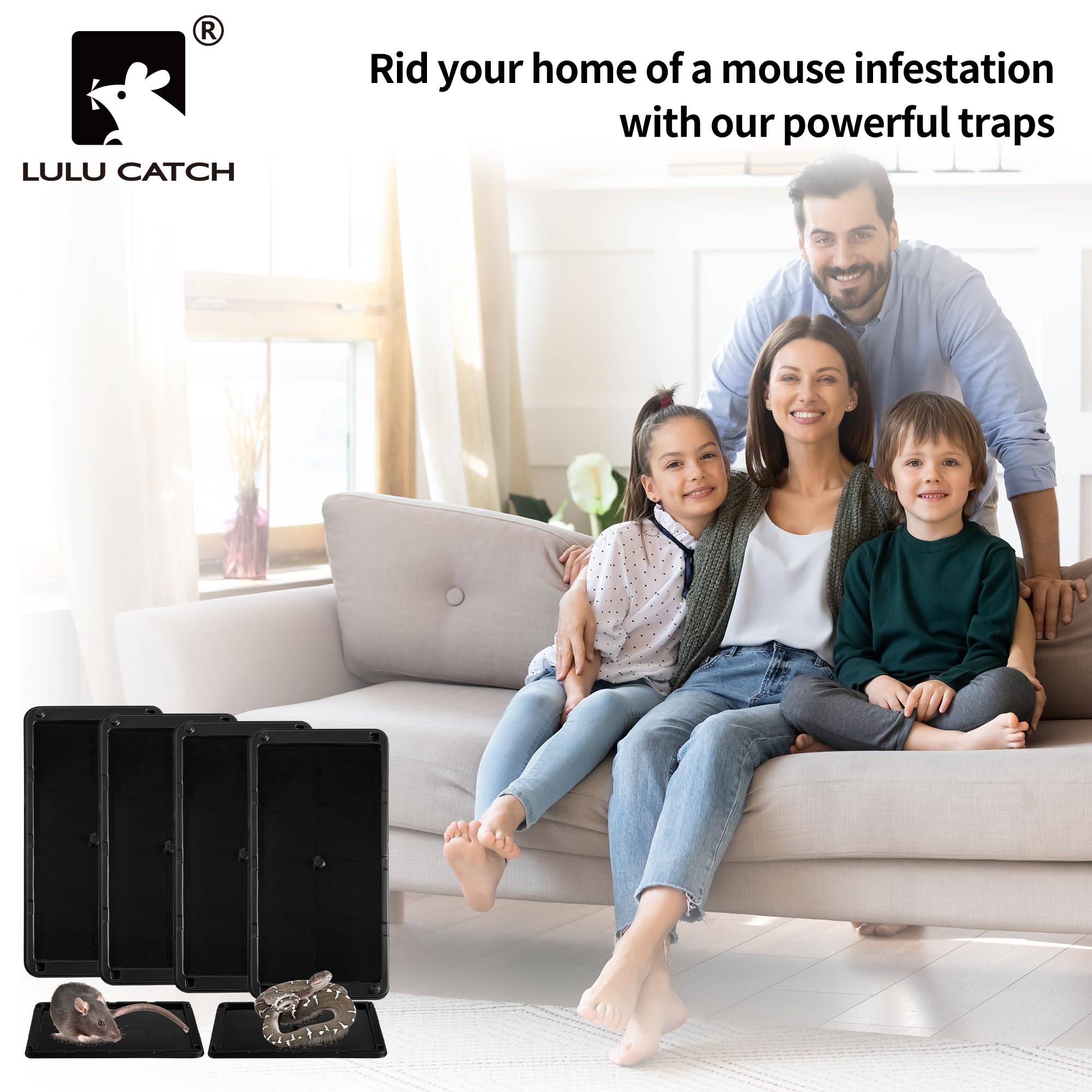 LULUCATCH wide-application traps suitable for mice, rats, snakes, and more indoors.