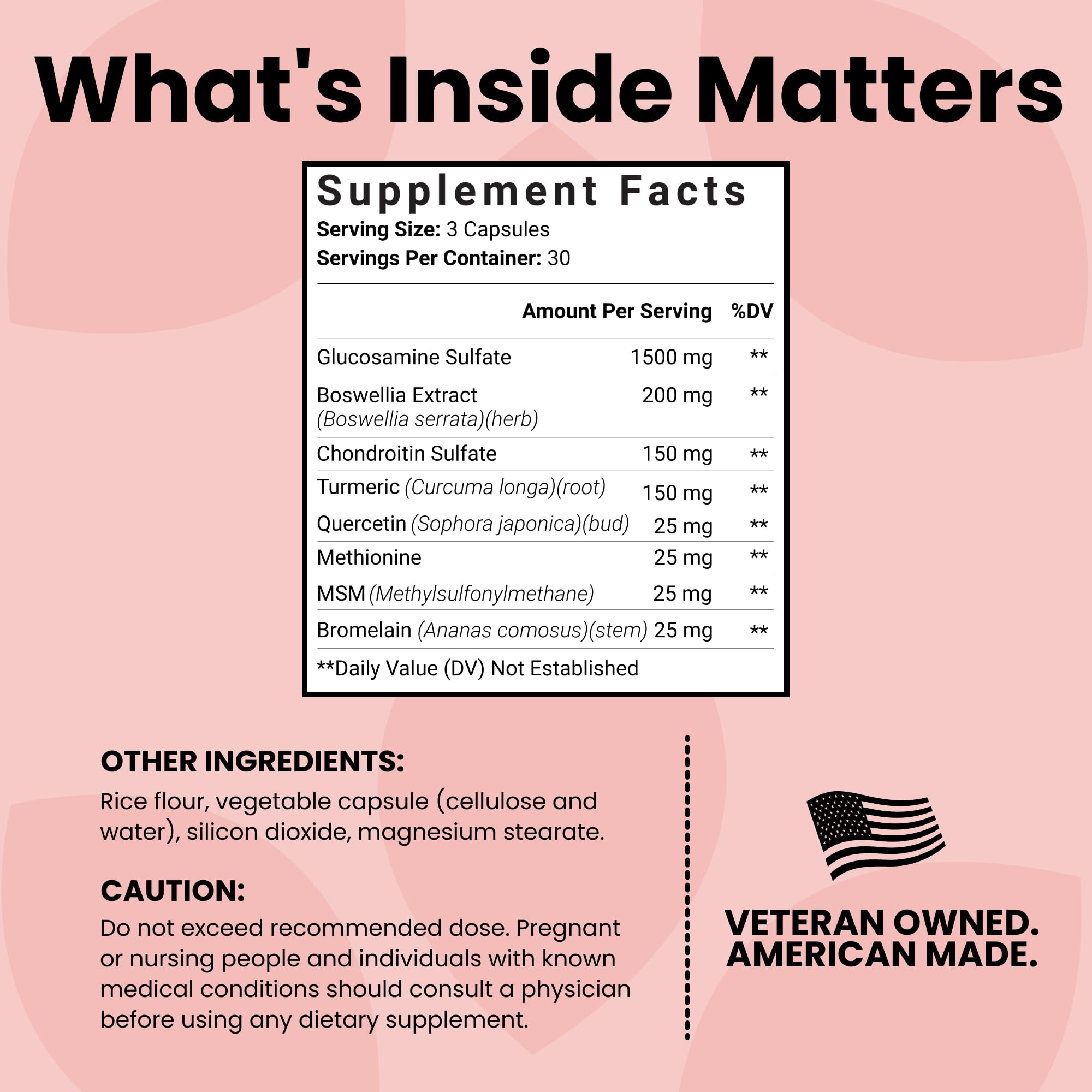 Capsules with turmeric and boswellia visible in the blend.