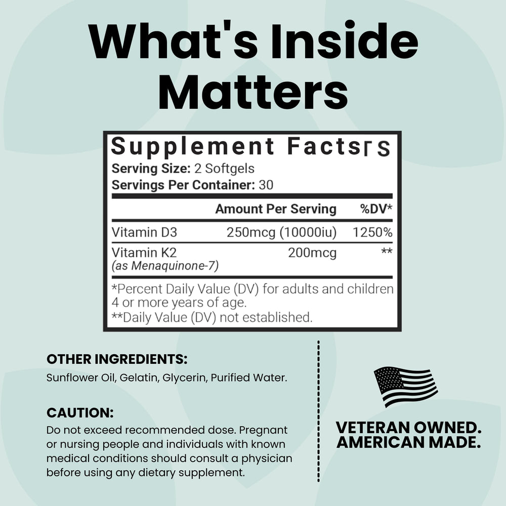 Luma Nutrition D3+K2 label detail showcasing 10,000 IU D3 potency.