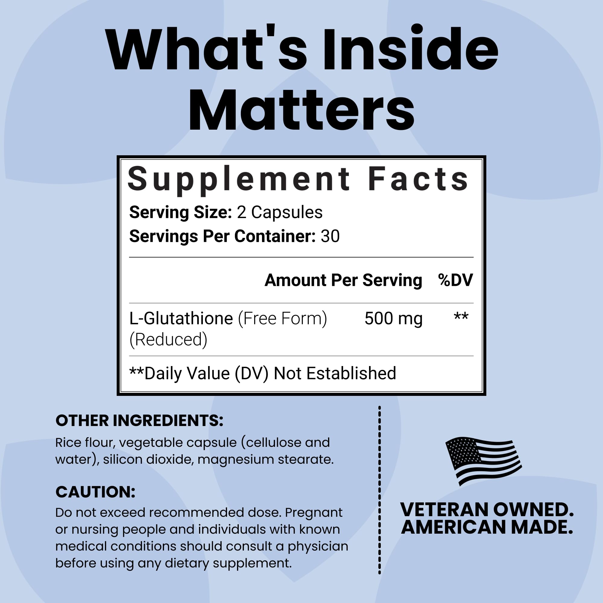 Luma Nutrition glutathione bottle label emphasizing vegan and gluten-free formulation.