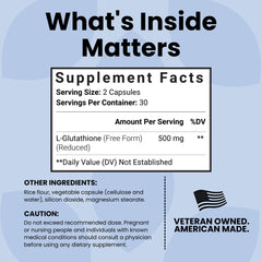 Luma Nutrition glutathione bottle label emphasizing vegan and gluten-free formulation.