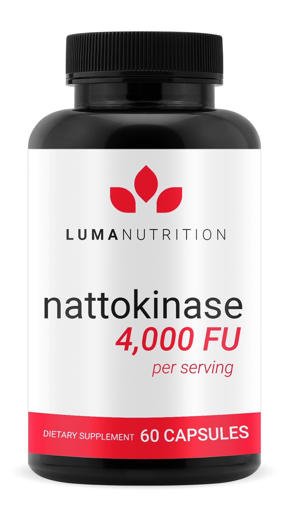 Luma Nutrition nattokinase 4000fu per serving bottle close-up for cardiovascular support