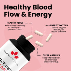 Luma Nutrition nattokinase label close-up detailing third-party testing