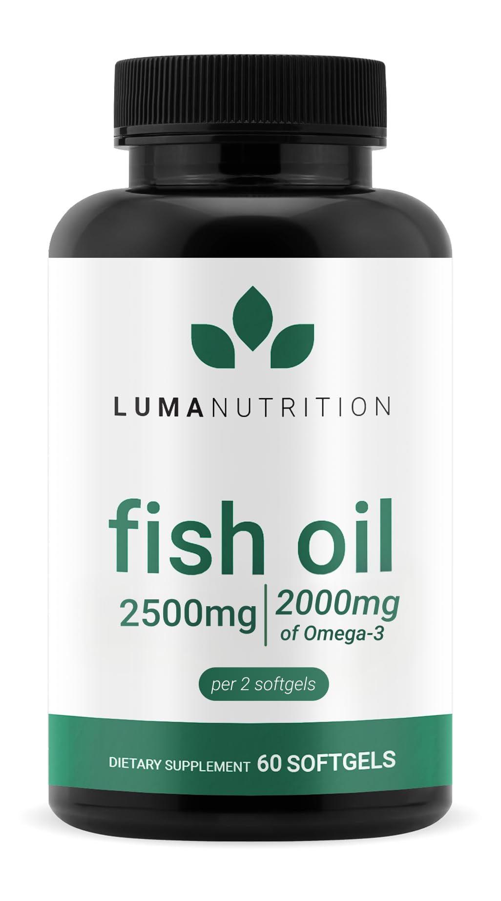 Luma Nutrition Omega-3 bottle with softgels for daily heart and brain support.