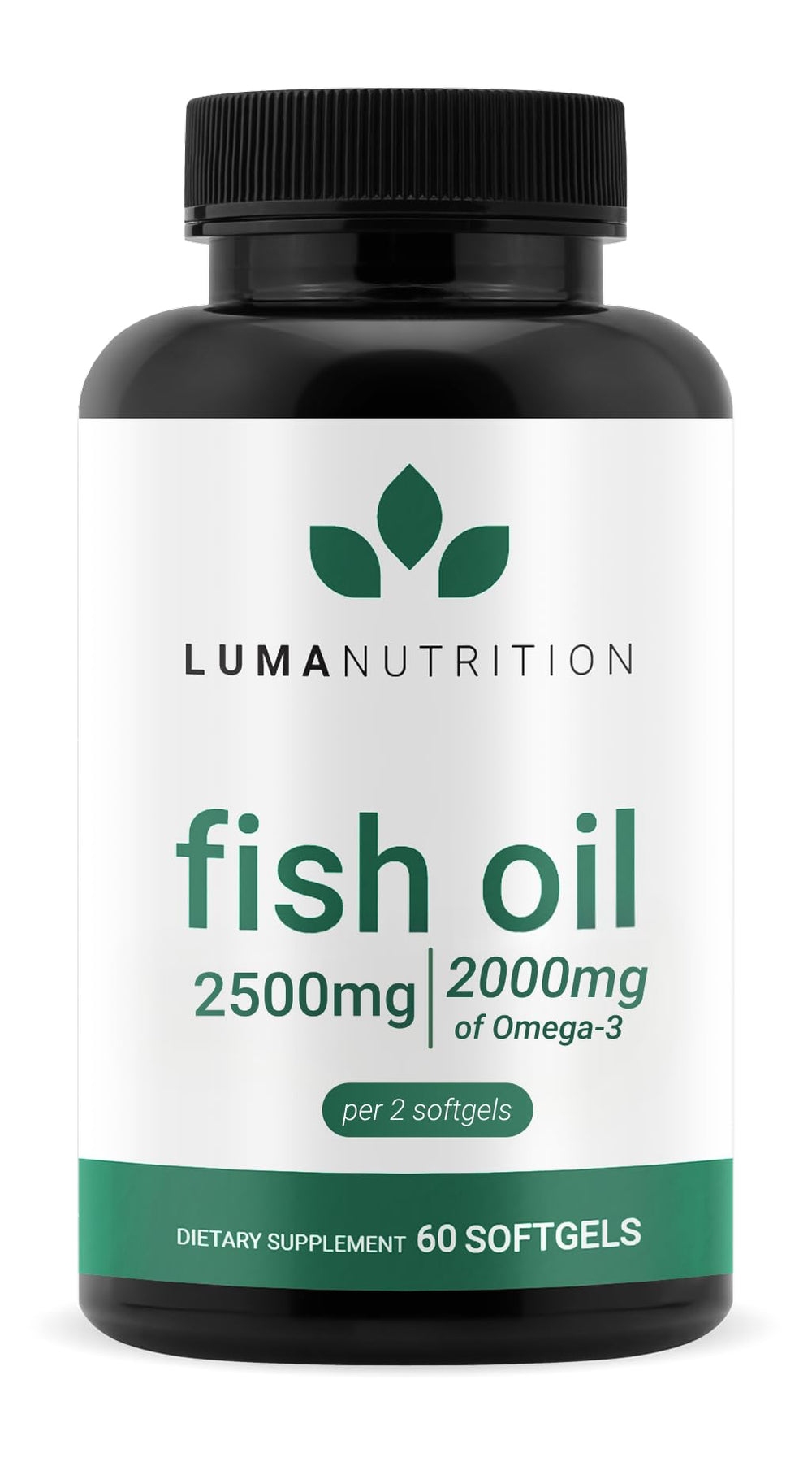 Luma Nutrition Omega-3 bottle with softgels for daily heart and brain support.