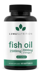 Luma Nutrition Omega-3 bottle with softgels for daily heart and brain support.