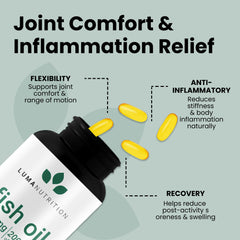USA-made label on Luma Omega-3 bottle emphasizes quality and veteran-owned brand.