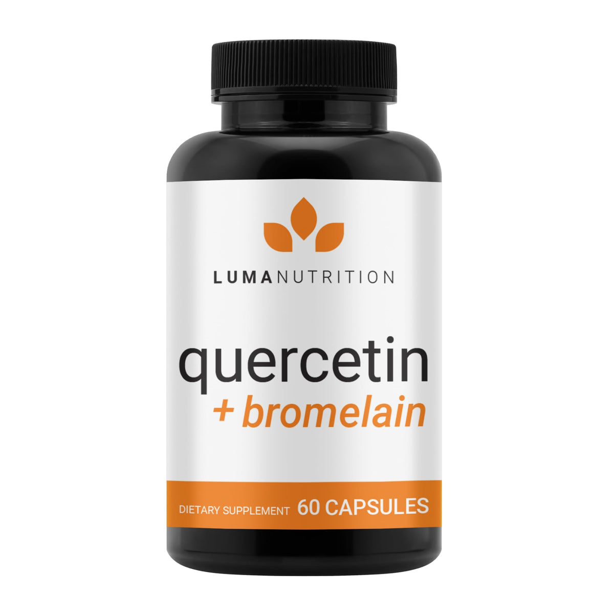 Luma Nutrition Quercetin 500mg bottle front view, vegan and gluten-free daily immune support.