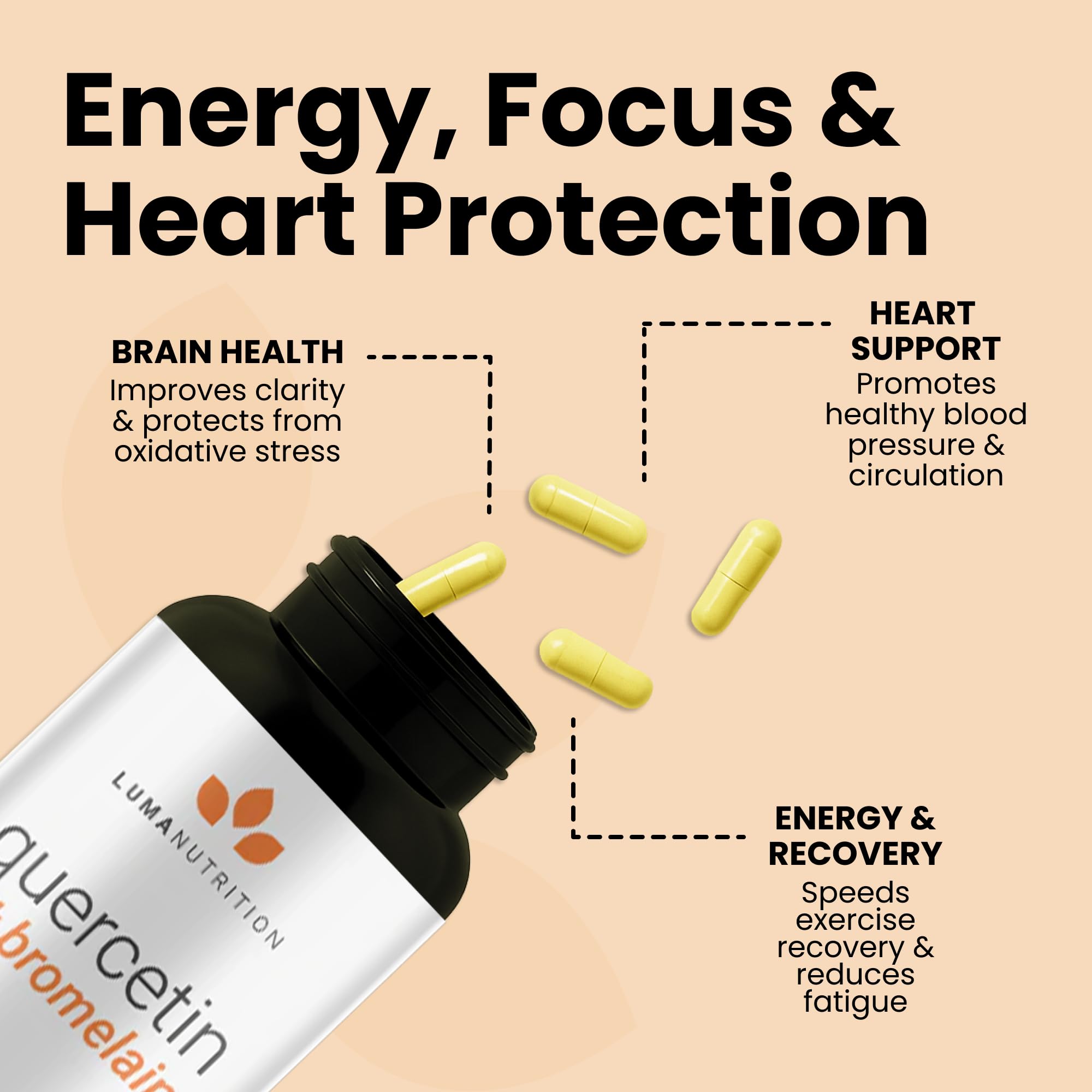 Luma Nutrition Quercetin USA-made, veteran-owned GMP-certified badge.