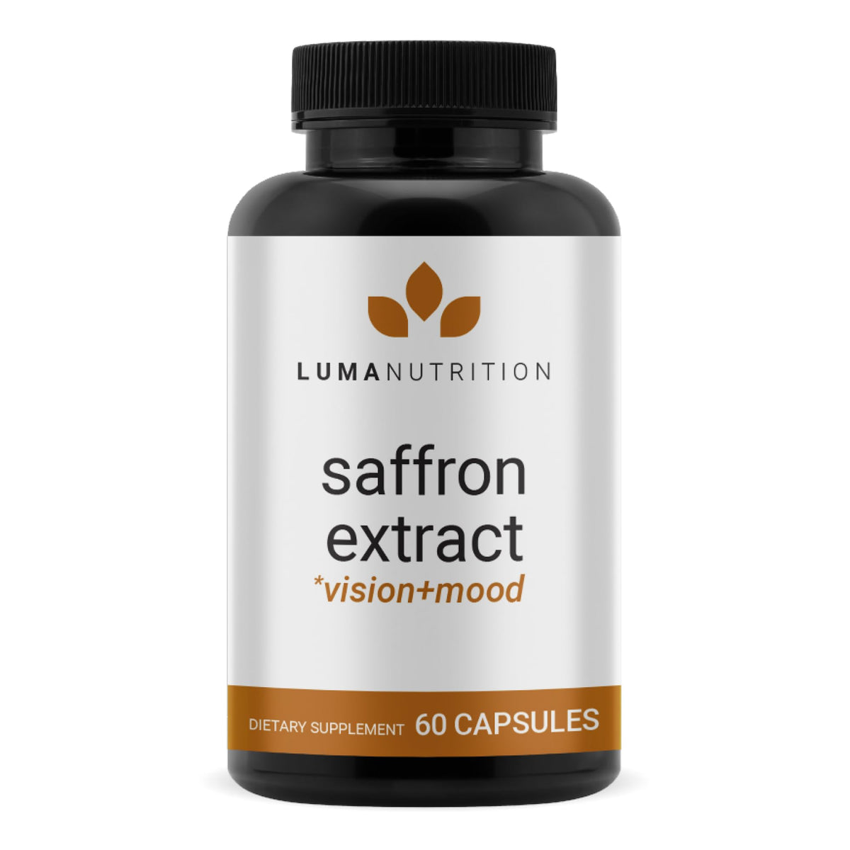 Luma Nutrition saffron bottle front for mood and eye support