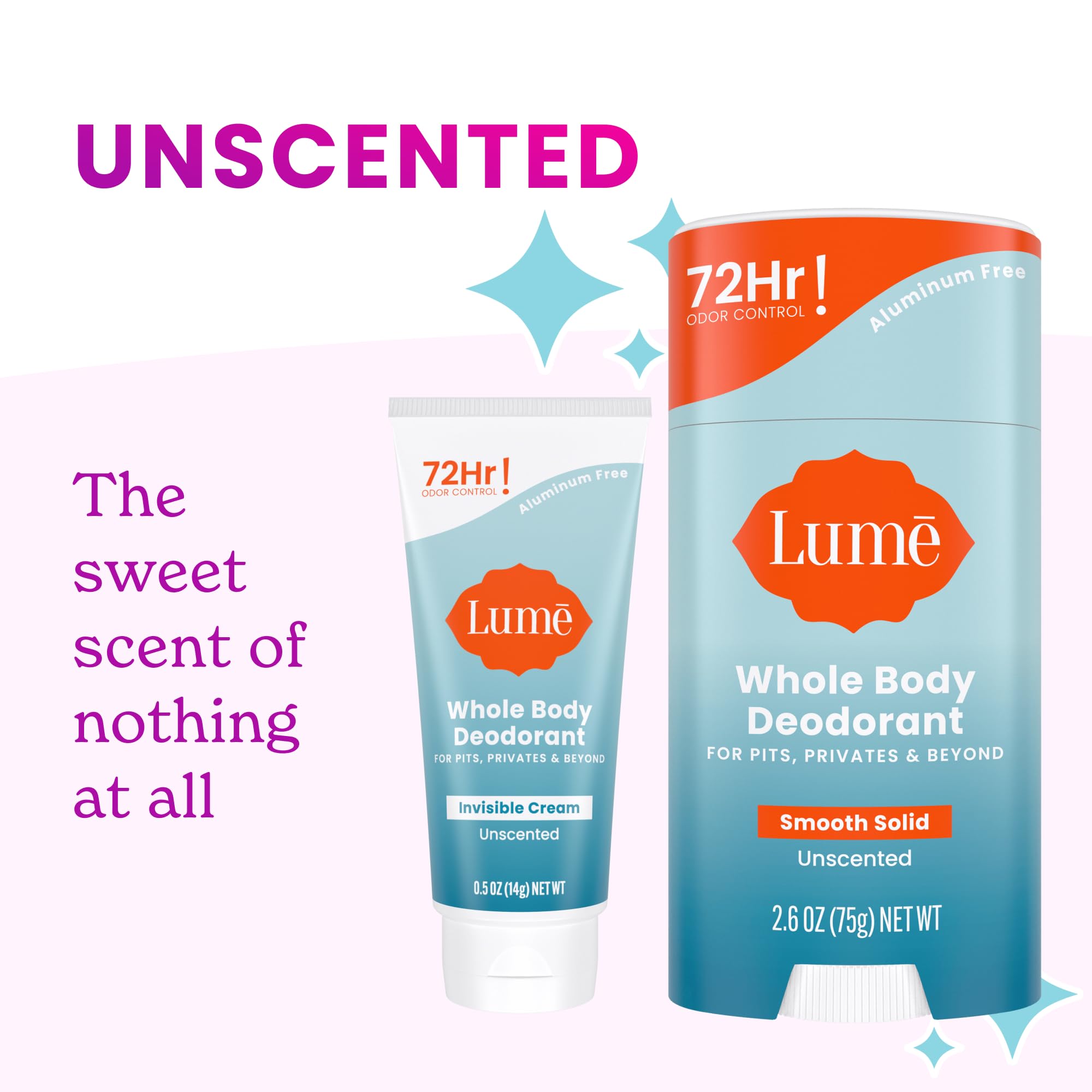 Lume 72-hour odor control highlight emphasizing all-day freshness