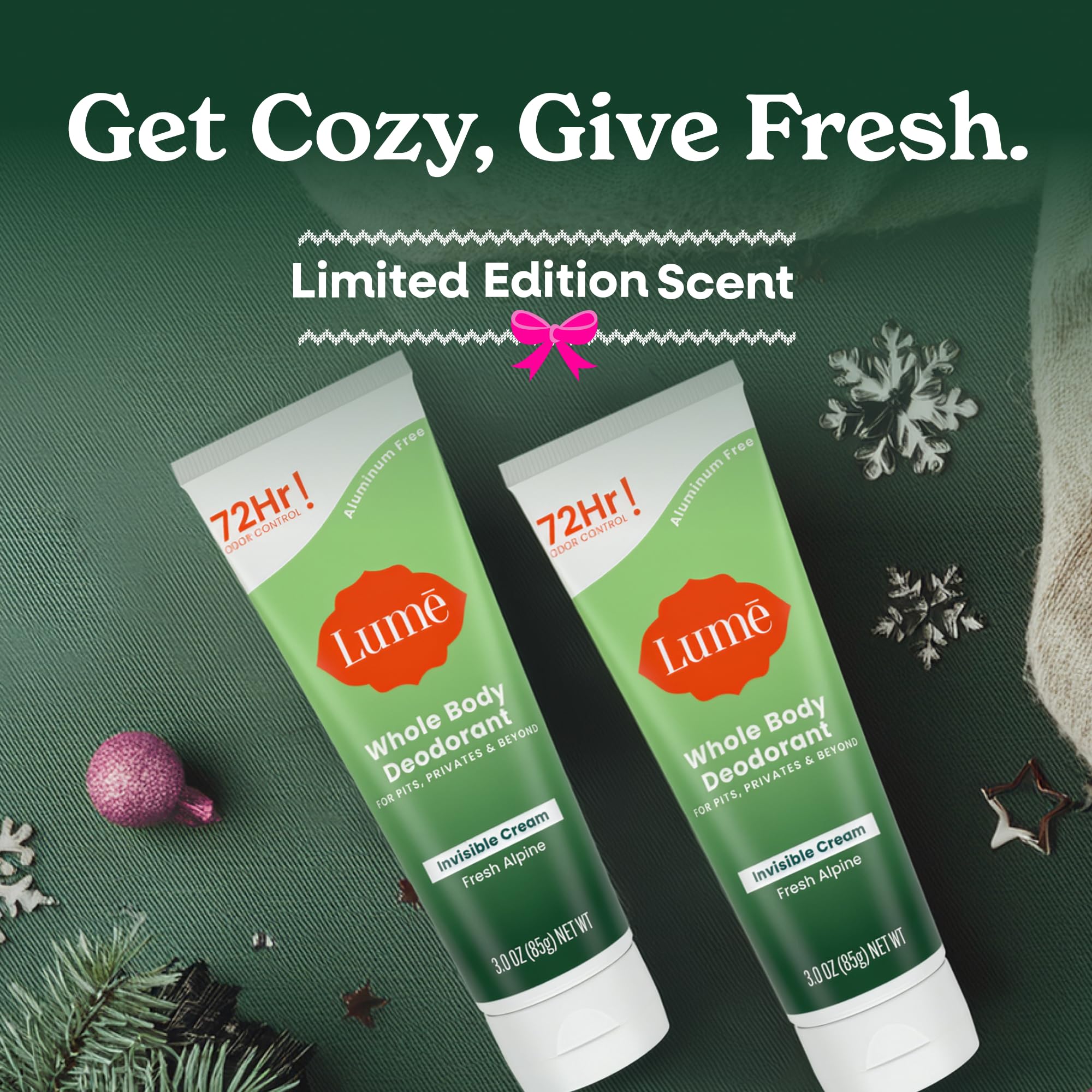 Lume 72-hour odor control visual on packaging and tube.