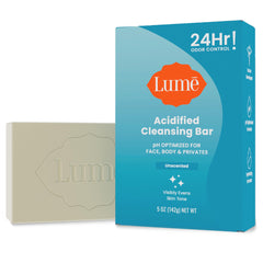 Lume Acidified Bar showing odor-control in use after shower.