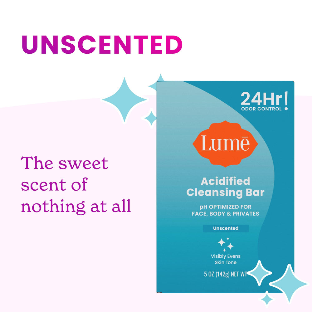 Lume Acidified Bar used as a shampoo option for cleansing hair.